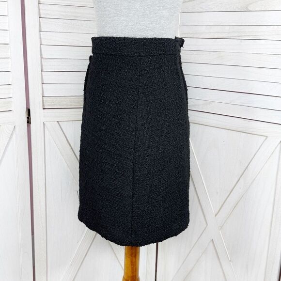 H&M Tweed A Line Skirt Rhinestone Faux Buttons Black 8 - Picture 2 of 14